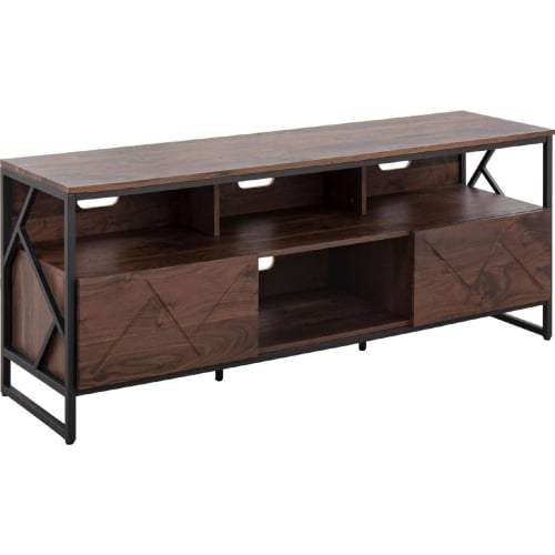 Folia 58" TV Stand in Walnut Wood & Black Steel